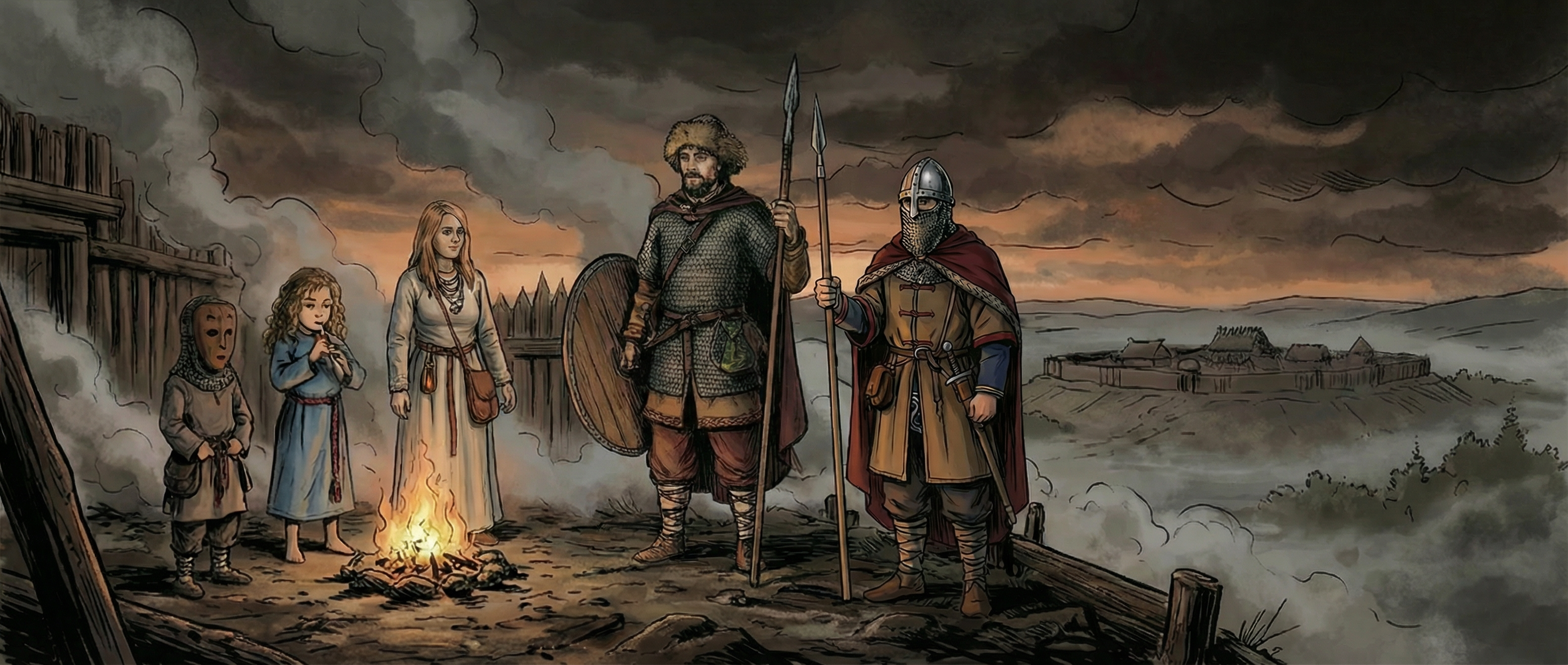 Drużyna Belemnit – pokazy wczesnośredniowieczne z przełomu X i XI wieku przy ognisku przed grodem